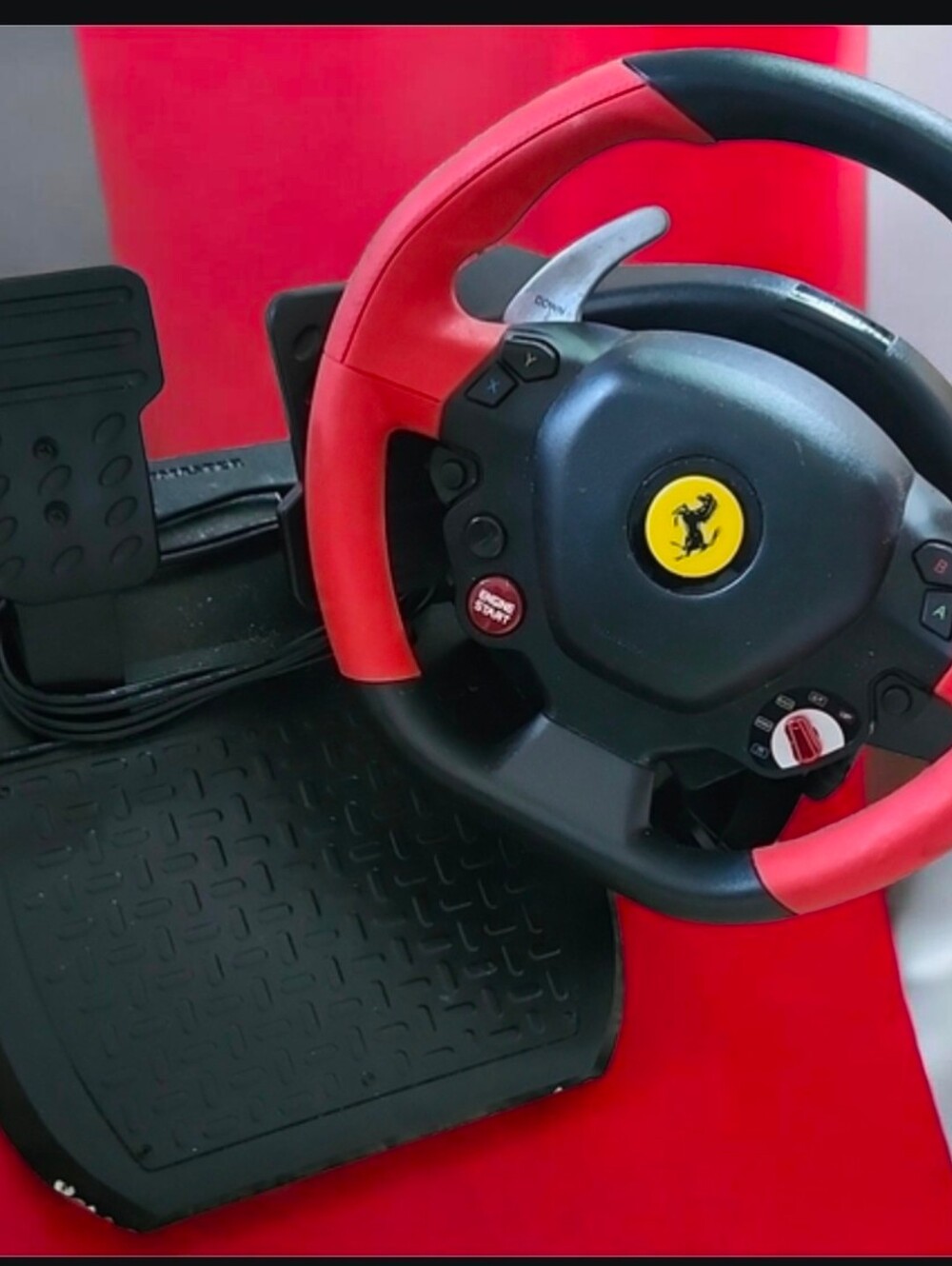 Ferrari Red and Black Racing Wheel with Pedals